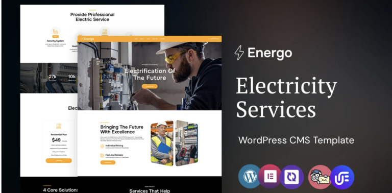 Energo – Electricity Services WordPress Elementor Theme
