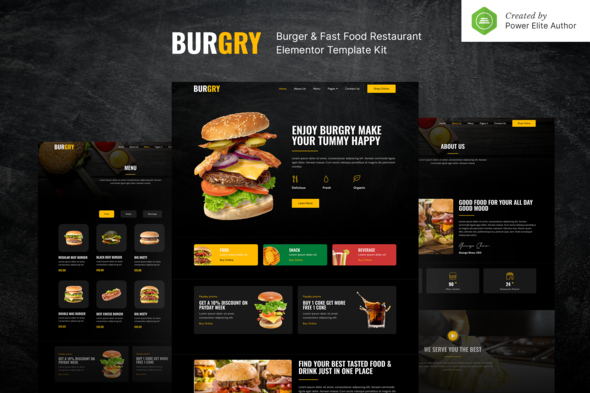 Burgry – Burger & Fast Food Restaurant Elementor Template Kit Burgry – Burger & Fast Food Restaurant Elementor Template Kit