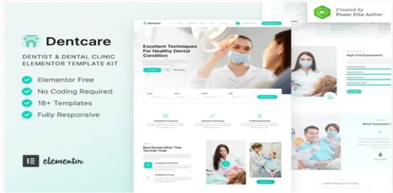 Dentcare – Dentist & Dental Clinic Elementor Template Kit