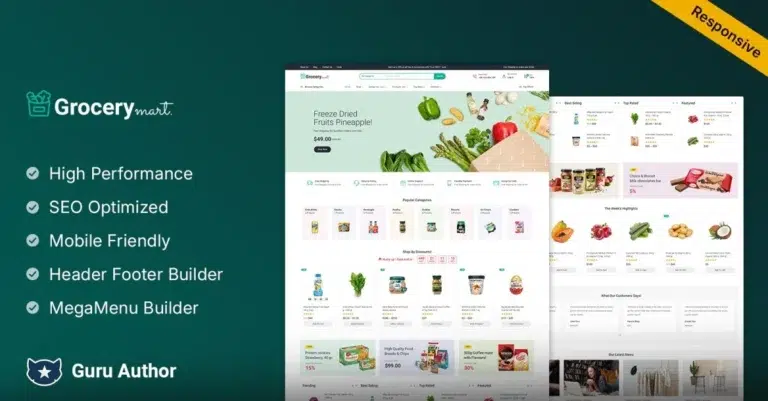 Grocery Mart – Grocery Vegitables and Organic Elementor WooCommerce Store