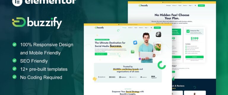 Buzzify - Social Media Marketing Agency Elementor Template Kit
