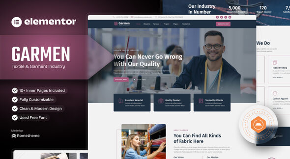 Garmen - Textile & Garment Industry Elementor Template Kit Garmen - Textile & Garment Industry Elementor Template Kit